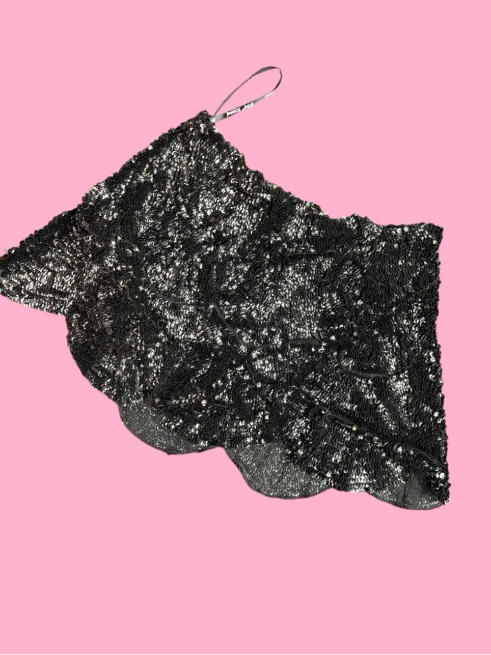 Betsey Johnson 2000’s Black Sequin Asymmetrical Mini Skirt size P